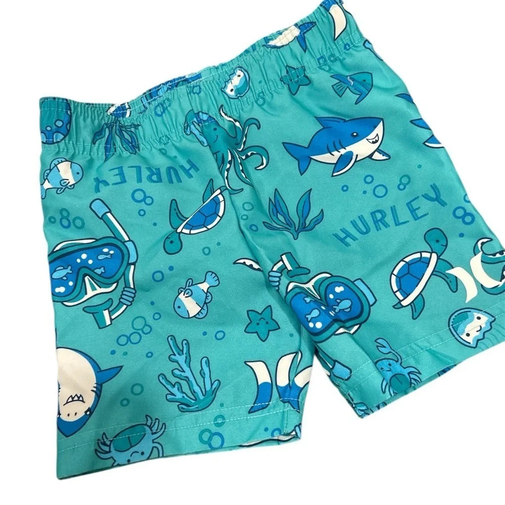 Hurley Aqua Blue Swim Shorts with Sea Life